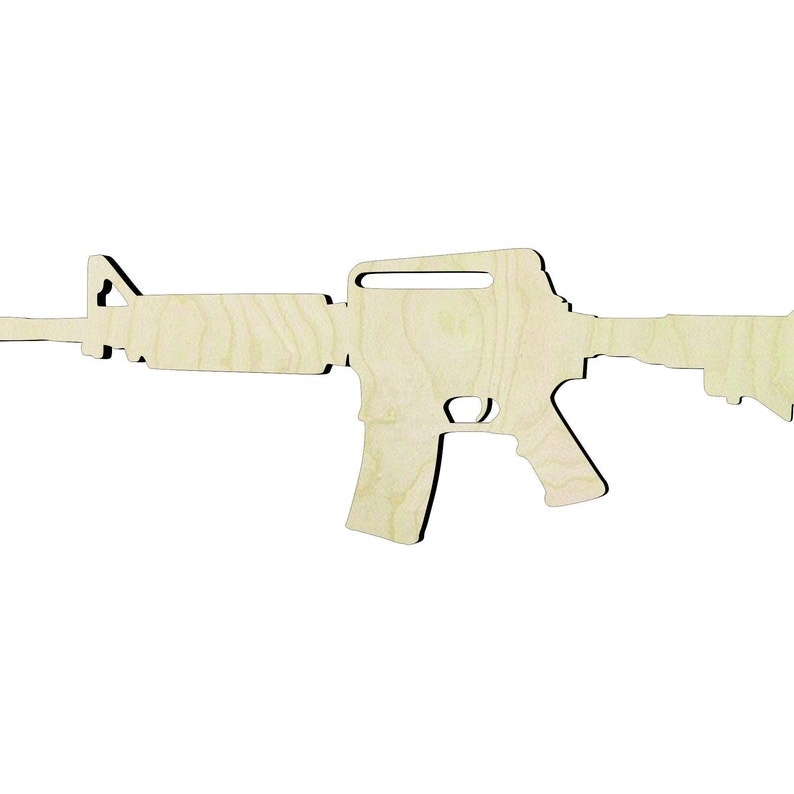 2"-20" Assault Rifle Wood Wood Cutout - laser-cut Baltic birch wood cutout for craft projects