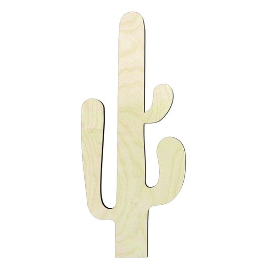 2"-20" Cactus Wood#2 Wood Cutout - laser-cut Baltic birch wood cutout for craft projects