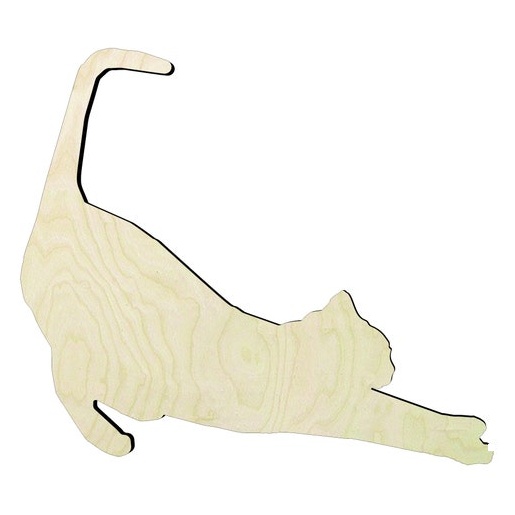 2"-20" Cat Stretching Wood Cutout - wood cutout by Growing Tree Gallery