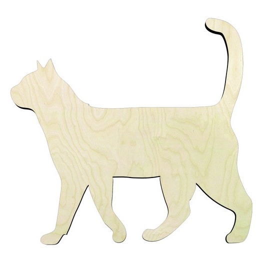 2"-20" Cat- #2 Wood Cutout - laser-cut Baltic birch wood cutout for craft projects
