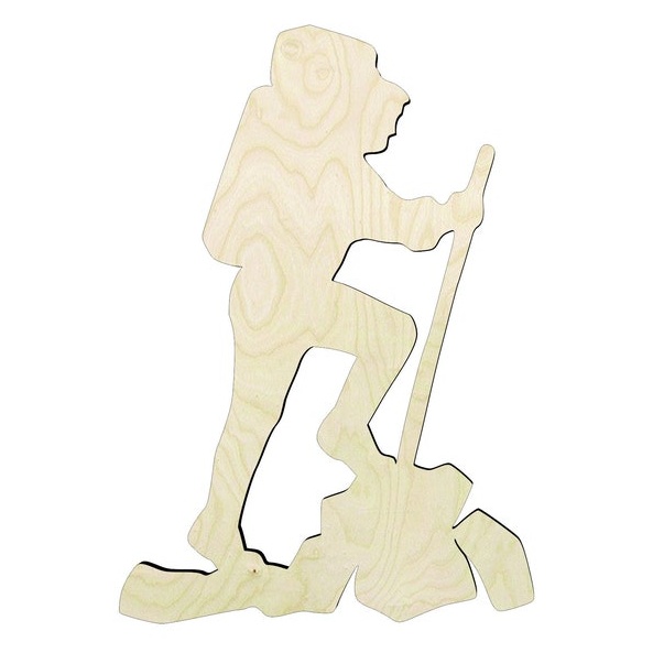 2"-20" Male Hiking Wood Cutout - laser-cut Baltic birch wood cutout for craft projects