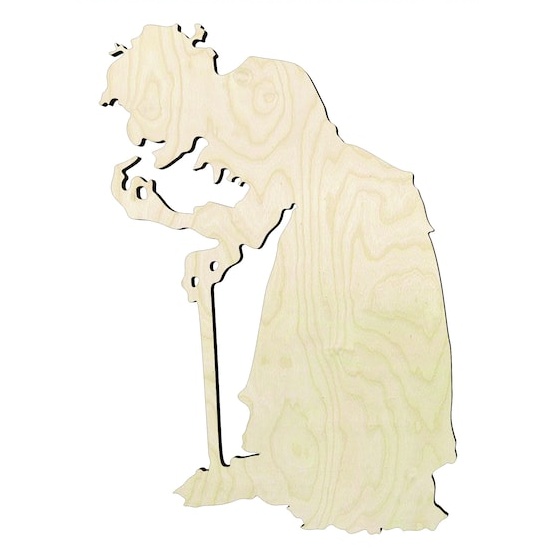 2"-20" Old Witch Wood Cutout - laser-cut Baltic birch wood cutout for craft projects