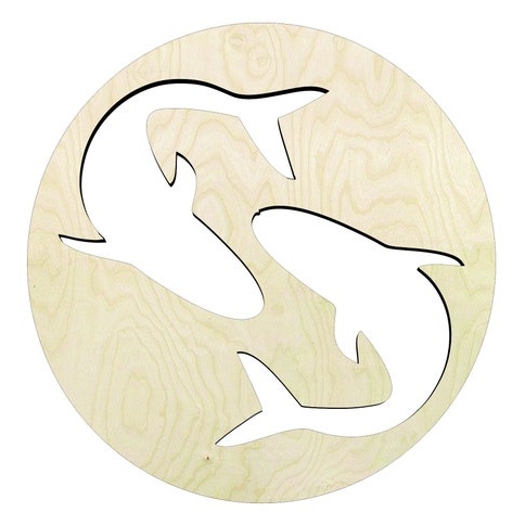 2"-20" Pisces Astrology sign wood#12 Wood Cutout - laser-cut Baltic birch wood cutout for craft projects