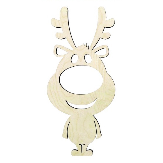 2"-20" Rudolph the Reindeer- #2 Wood Cutout - laser-cut Baltic birch wood cutout for craft projects