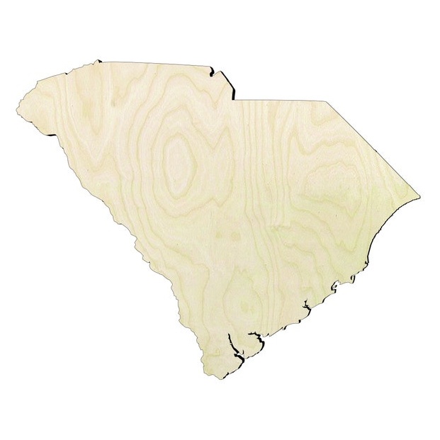 2"-20" South Carolina Wood Cutout - laser-cut Baltic birch wood cutout for craft projects