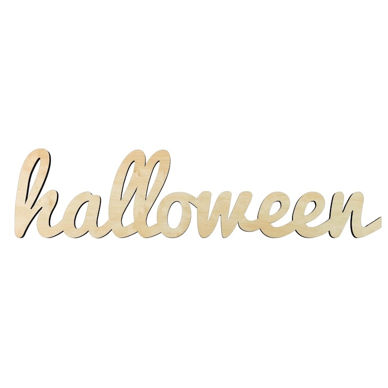 6"-24" halloween word cutout - laser-cut Baltic birch wood cutout for craft projects
