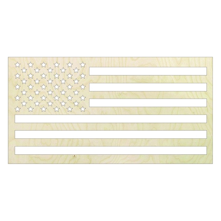 American Flag -Multiple Sizes Wood Cutout - wood cutout by Growing Tree Gallery