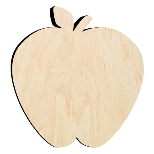 Apple - Multiple Sizes Cut Outs -Finished or Unfinsihed Wood Cutout - laser-cut Baltic birch wood cutout for craft projects