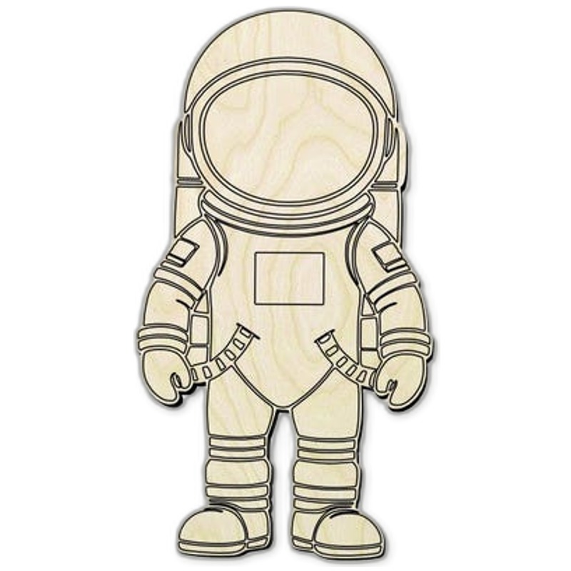 Engraved Astronaut Wood Cutout - Space Theme - laser-cut Baltic birch wood cutout for craft projects