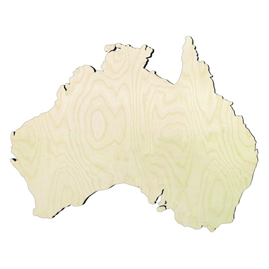 Australia -Multiple Sizes Wood Cutout - laser-cut Baltic birch wood cutout for craft projects