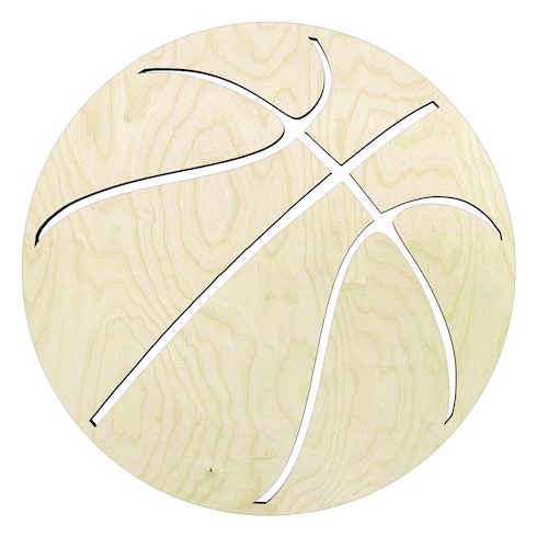 Basketball - Multiple Sizes wood Wood Cutout - laser-cut Baltic birch wood cutout for craft projects