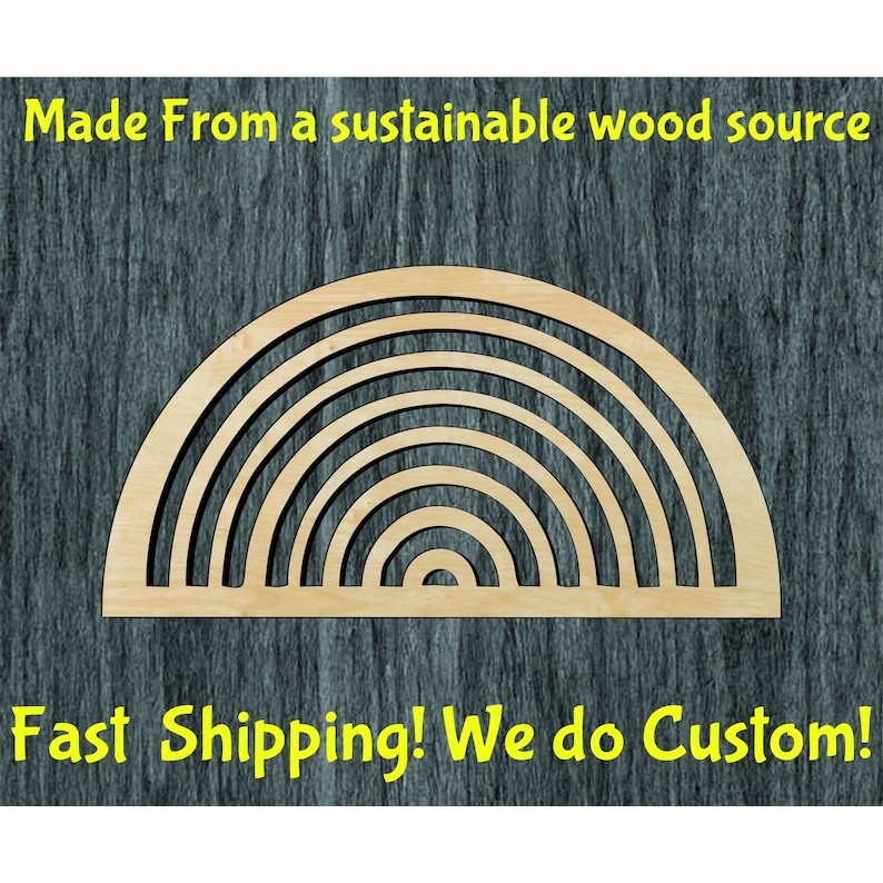 Boho rainbow wood cutout - wood cutout by Growing Tree Gallery