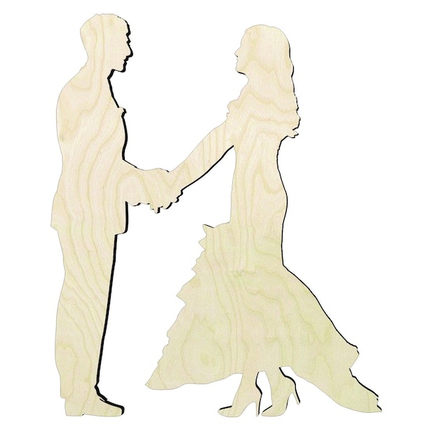 Bride and Groom -Multiple Sizes Wood Cutout - wood cutout by Growing Tree Gallery