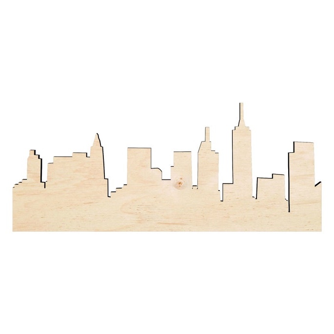 Brooklyn Skyline -Multiple Sizes Wood Cutout - laser-cut Baltic birch wood cutout for craft projects