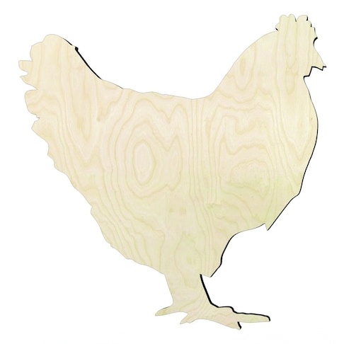 Chicken -Multiple Sizes Wood Cutout - wood cutout by Growing Tree Gallery
