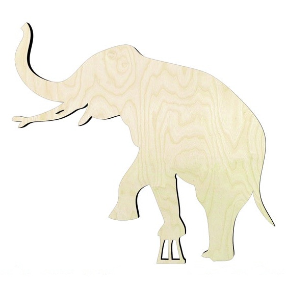 Circus Elephant -Multiple Sizes Wood Cutout - laser-cut Baltic birch wood cutout for craft projects