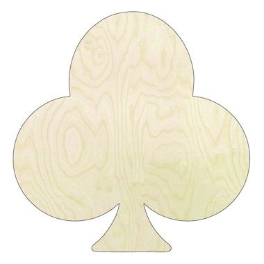 Clubs wood cut out - Fully - laser-cut Baltic birch wood cutout for craft projects
