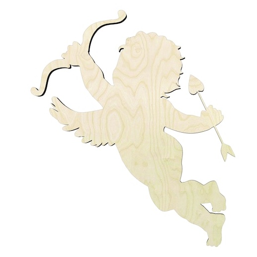 Cupid -Multiple Sizes Wood Cutout - laser-cut Baltic birch wood cutout for craft projects
