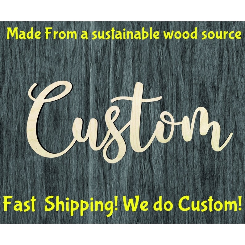 Custom Script word cutout - Multiple Sizes - wood cutout by Growing Tree Gallery