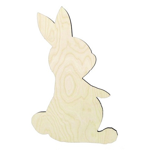 Easter Bunny #3 - Multiple Sizes Wood Cutout - laser-cut Baltic birch wood cutout for craft projects