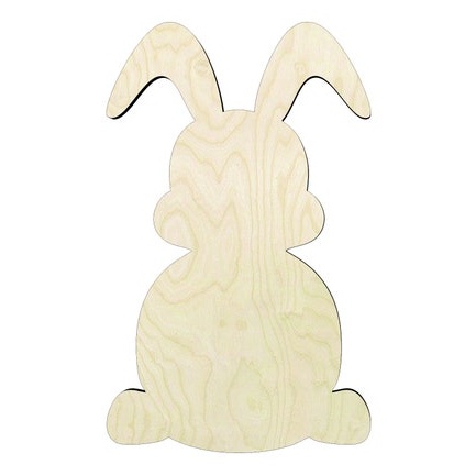 Easter Bunny #4 Multiple Sizes Wood Cutout - laser-cut Baltic birch wood cutout for craft projects