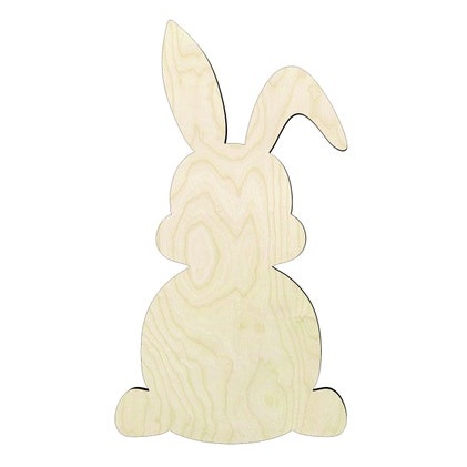 Easter Bunny #5 Multiple Sizes Wood Cutout - laser-cut Baltic birch wood cutout for craft projects