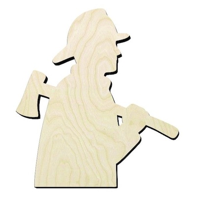 Firefighter Wood Cutout - wood cutout by Growing Tree Gallery