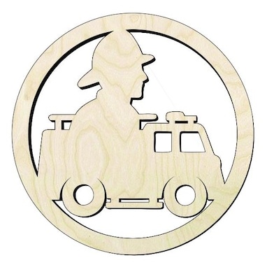 Firefighter Wood Cutout - laser-cut Baltic birch wood cutout for craft projects