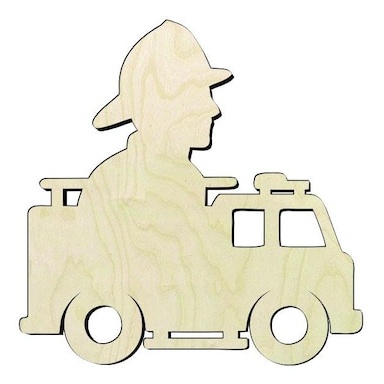 Firefighter Wood Cutout - laser-cut Baltic birch wood cutout for craft projects