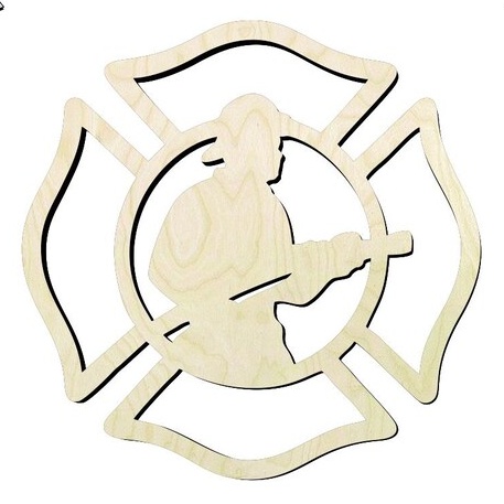 Firefighter Wood Cutout - laser-cut Baltic birch wood cutout for craft projects