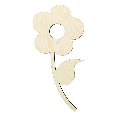 Flower #2 Multiple Sizes Wood Cutout - laser-cut Baltic birch wood cutout for craft projects