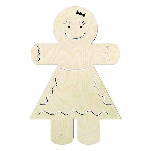 Gingerbread woman - Multiple Sizes wood Wood Cutout - wood cutout by Growing Tree Gallery