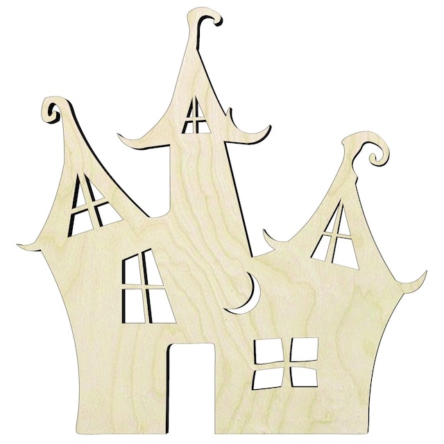 Haunted house -Multiple Sizes Wood Cutout - wood cutout by Growing Tree Gallery