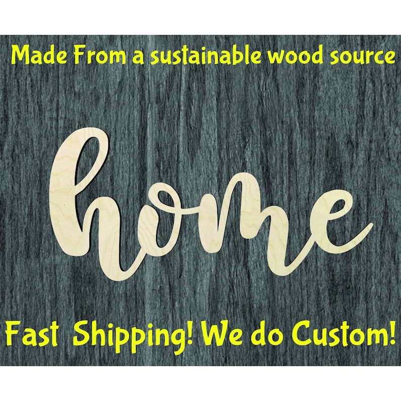 Home word cutout - Multiple Sizes - wood cutout by Growing Tree Gallery