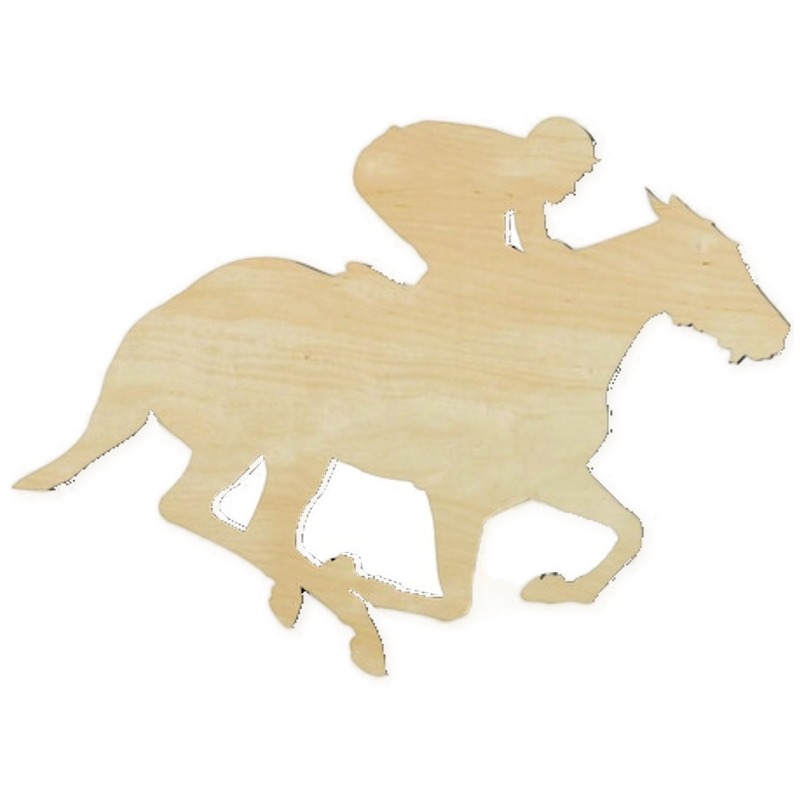Horse & Jockey Wood Cutout - Multiple Sizes - wood cutout by Growing Tree Gallery