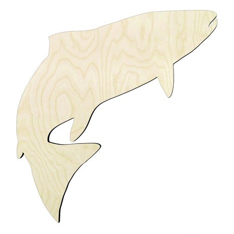 Jumping fish -Multiple Sizes Wood Cutout - laser-cut Baltic birch wood cutout for craft projects