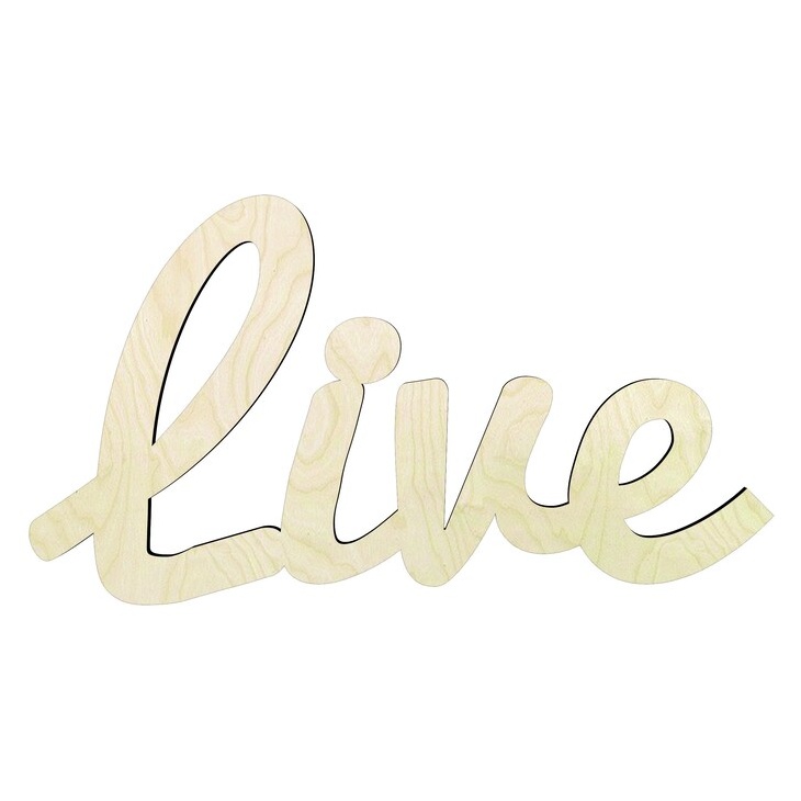 Live cursive - Multiple Sizes word cutout - wood cutout by Growing Tree Gallery