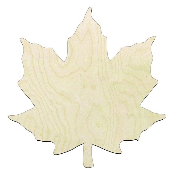 Maple Leaf -Multiple Sizes Wood Cutout - laser-cut Baltic birch wood cutout for craft projects