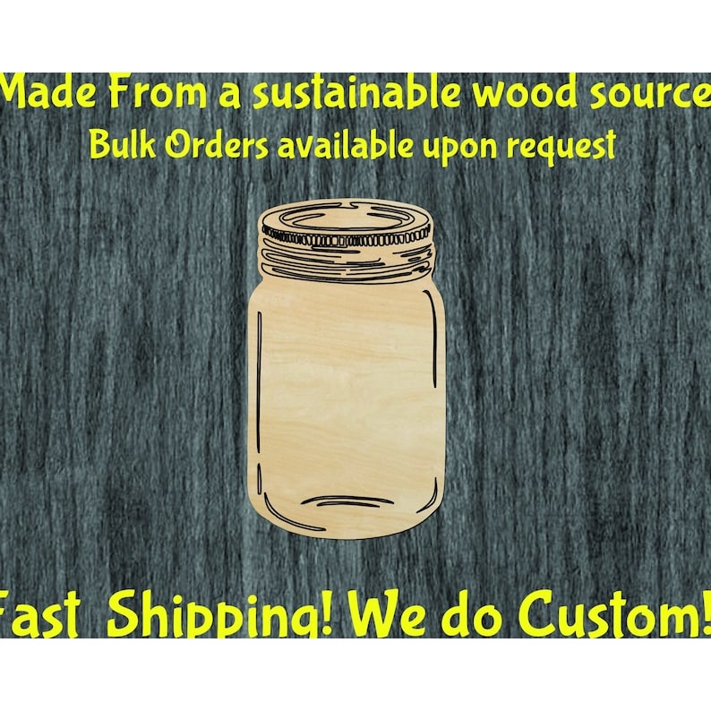 Mason jar wood cutout -Multiple Sizes - laser-cut Baltic birch wood cutout for craft projects