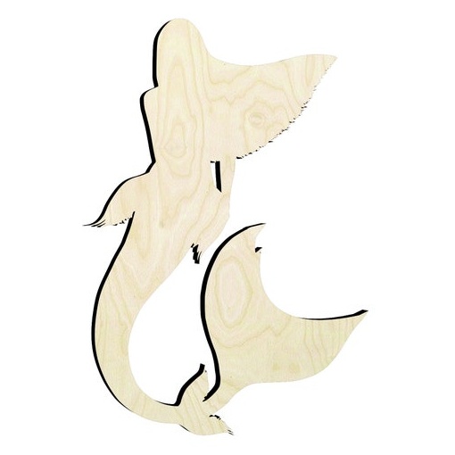Mermaid Wood Cutout - laser-cut Baltic birch wood cutout for craft projects
