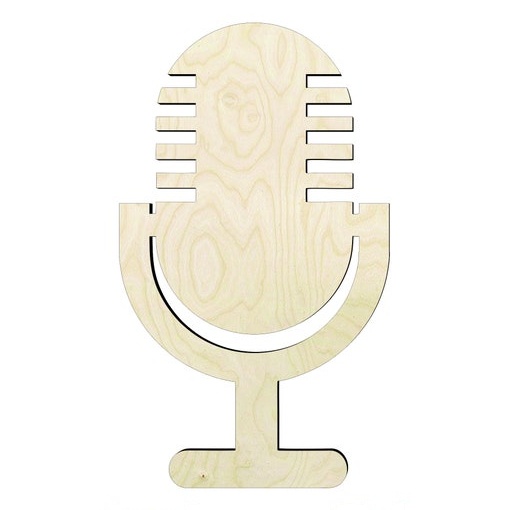 Microphone -Multiple Sizes Wood Cutout - wood cutout by Growing Tree Gallery