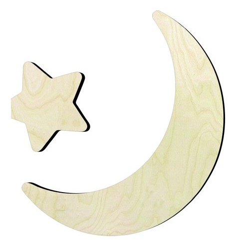 Moon and star -Multiple Sizes Wood Cutout - wood cutout by Growing Tree Gallery