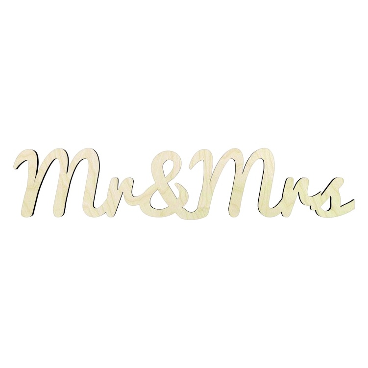 Mr&Mrs cursive - Multiple Sizes word cutout - wood cutout by Growing Tree Gallery