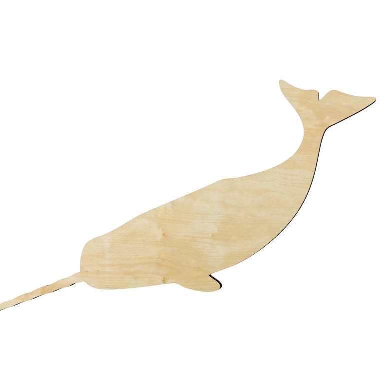 Narwhal whale -Multiple Sizesor un Wood Cutout - wood cutout by Growing Tree Gallery