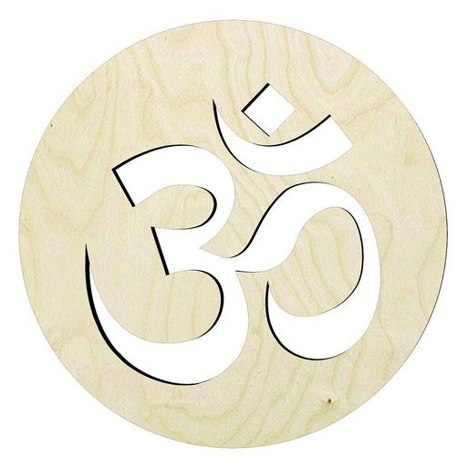 OM Symbol -Multiple Sizes Wood Cutout - laser-cut Baltic birch wood cutout for craft projects