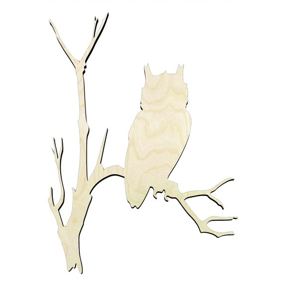 Owl on a Branch - Multiple Sizes #2 Wood Cutout - wood cutout by Growing Tree Gallery