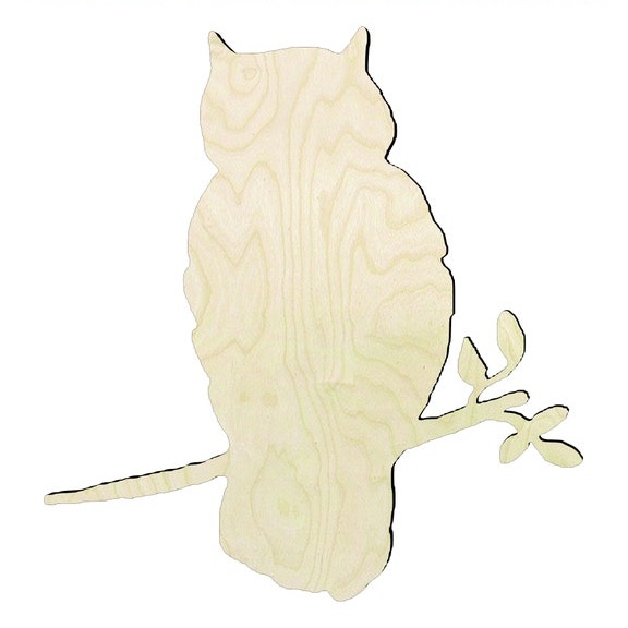 Owl on a Branch -Multiple Sizes Wood Cutout - wood cutout by Growing Tree Gallery