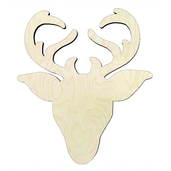 Reindeer Head -Multiple Sizes Wood Cutout - wood cutout by Growing Tree Gallery