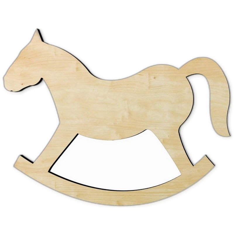 Rocking Horse Wood Cutout - laser-cut Baltic birch wood cutout for craft projects