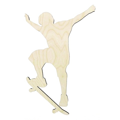 Skateboarder Multiple Sizes Wood Cutout - wood cutout by Growing Tree Gallery